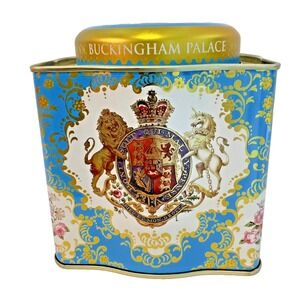 Vintage Tea Tin Box Buckingham Palace 2008 Blue/Gold Royal Blend